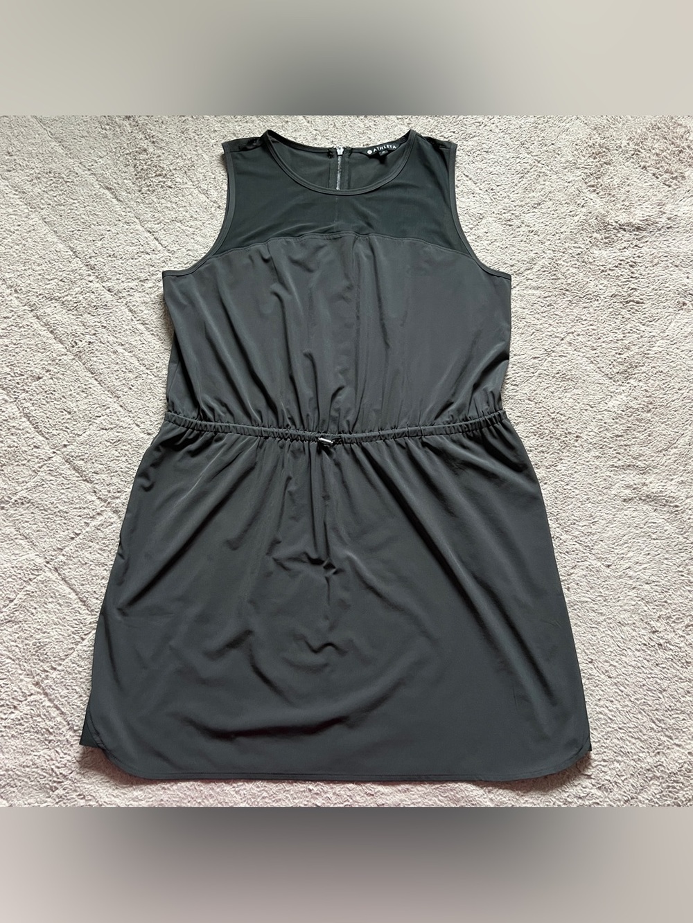 Athleta Sol Sleeveless Midi Dress Mesh Athleisure Minimal Outdoor Capsule Sz 16